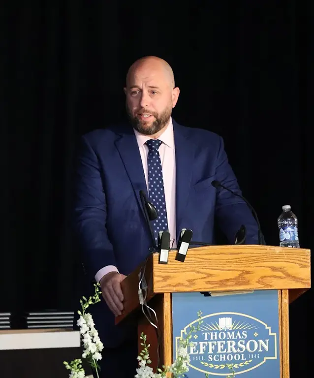 Thomas Jefferson School graduate speaking at commencement