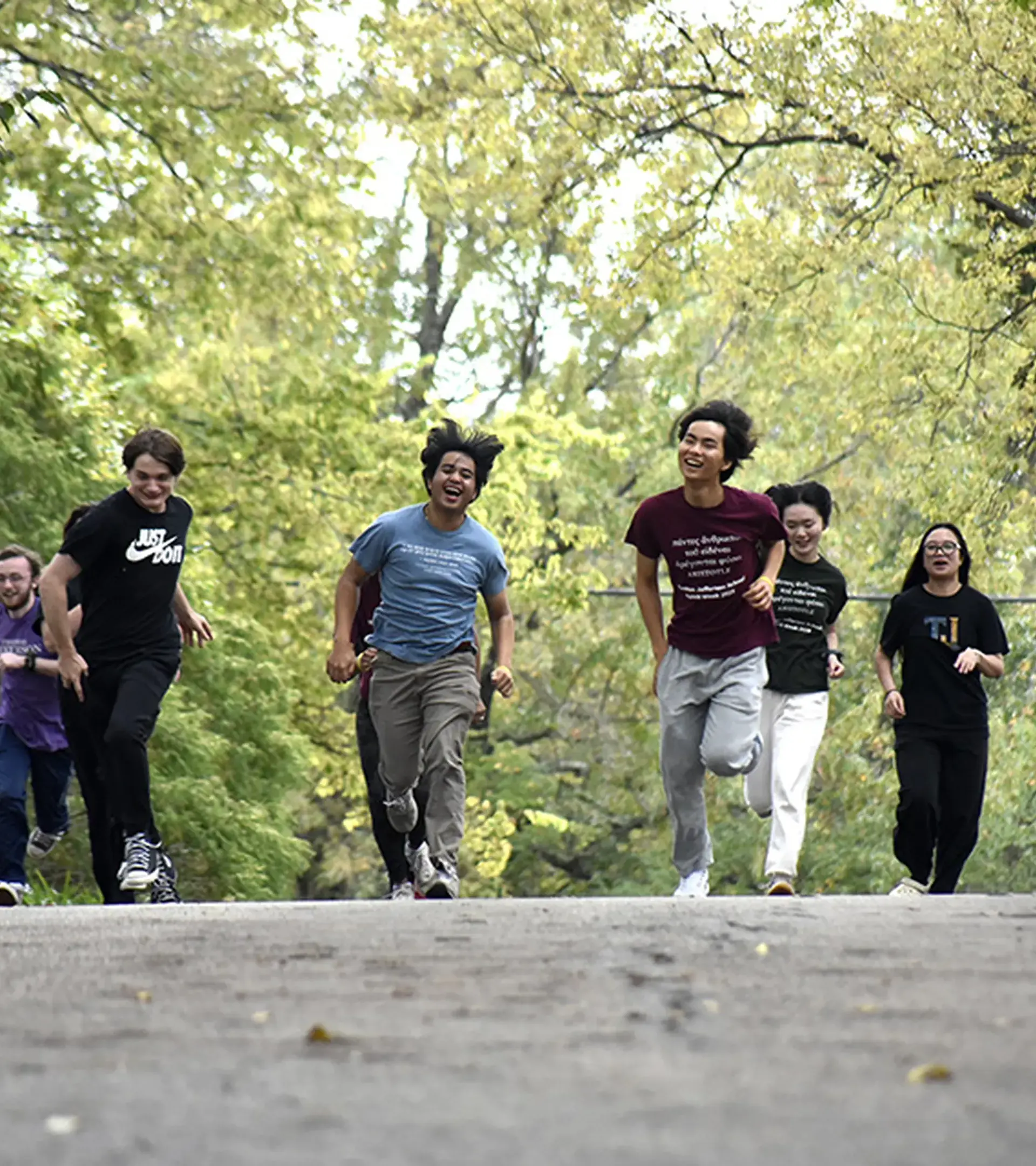 TJ seniors are a tight-knit group who enjoy having fun around campus.