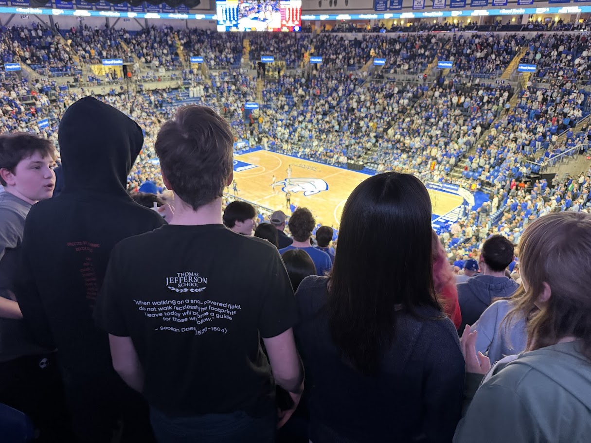 TJ students attending a basketball game at Saint Louis University
